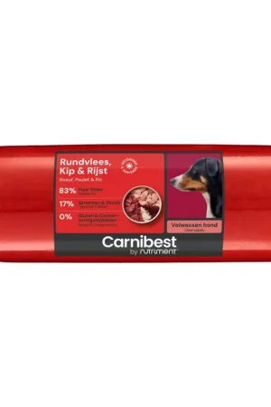 Actieprijs Carnibest Rundvlees, Kip & Rijst 500 gr